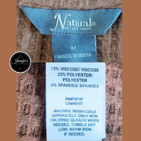 Natural Reflections Rust Basket Weave Raglan Sleeve Lightweight Sweater Size M - Picture 7 of 9